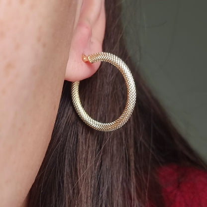 18K Pure Gold Round Earrings