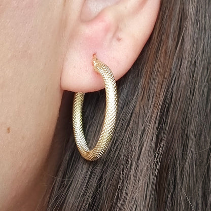 18K Pure Gold Round Earrings