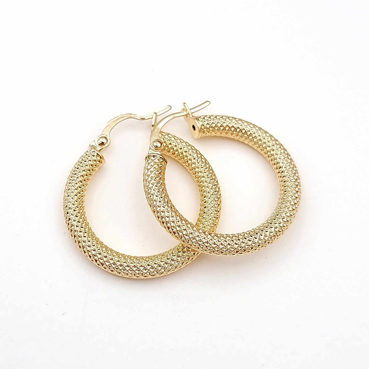 18K Pure Gold Round Earrings