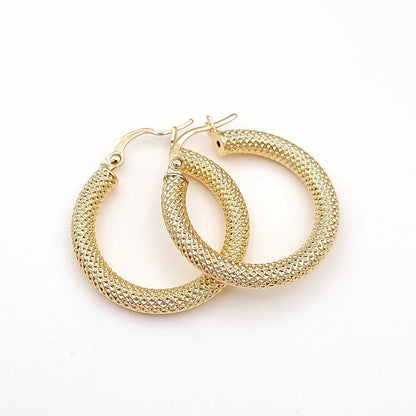 18K Pure Gold Round Earrings