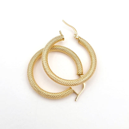 18K Pure Gold Round Earrings