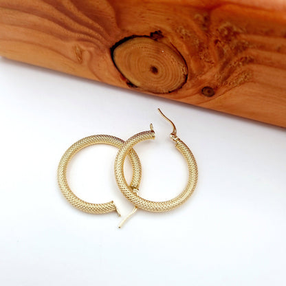 18K Pure Gold Round Earrings