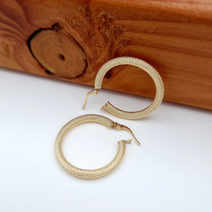 18K Pure Gold Round Earrings