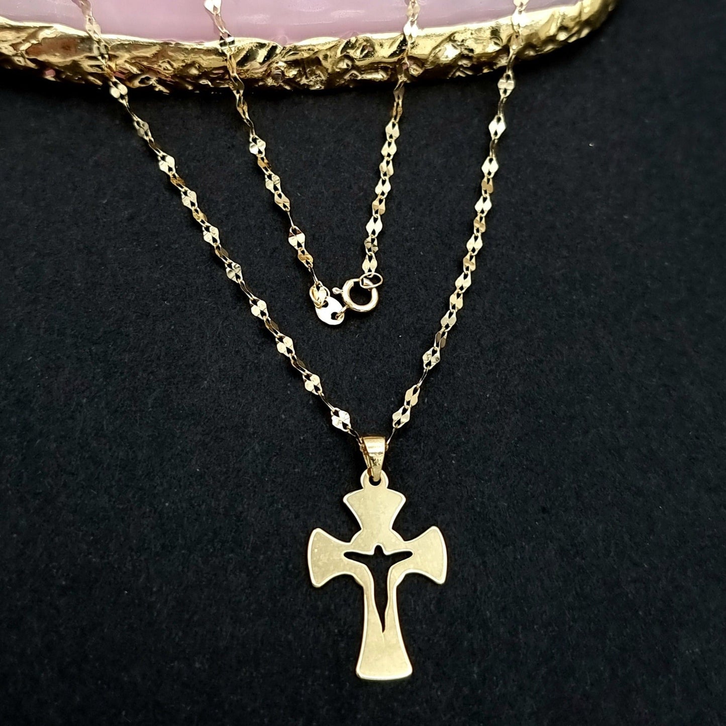 18K Pure Gold Cross Necklace