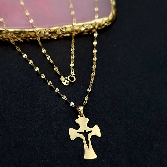 18K Pure Gold Cross Necklace