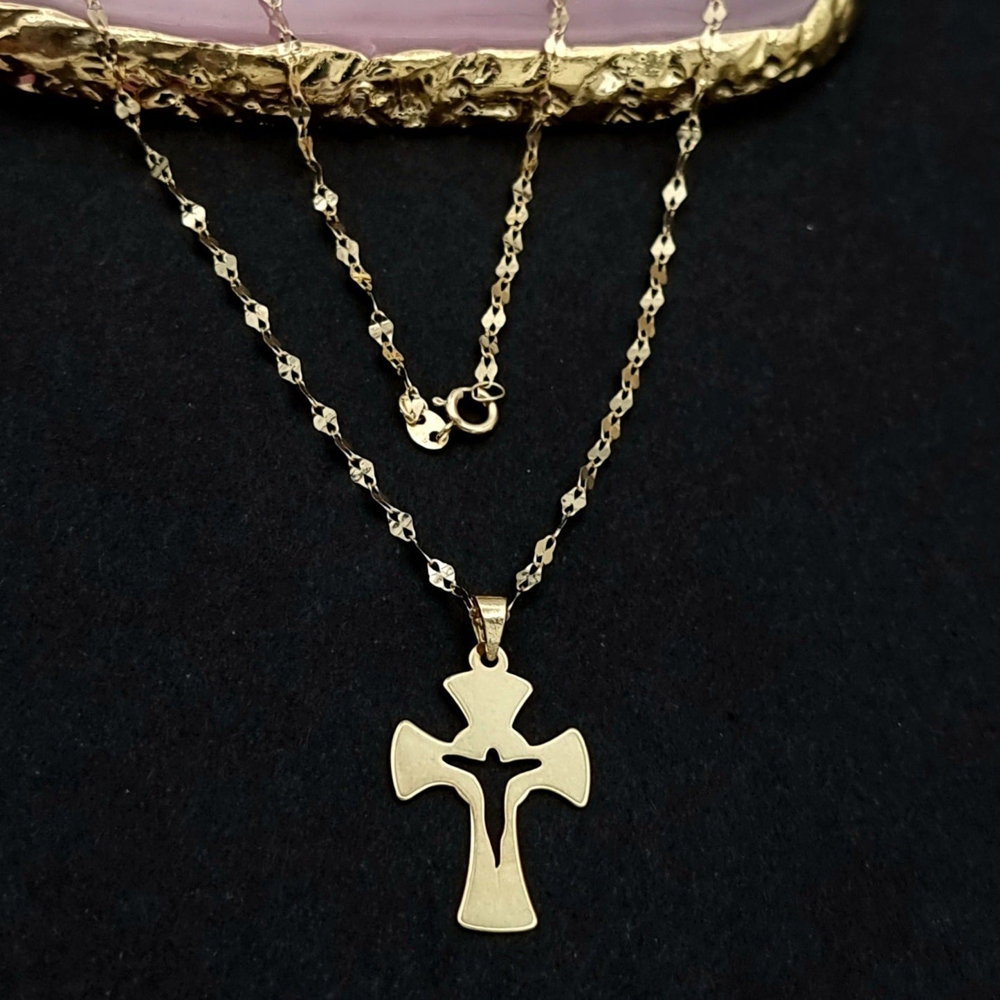 18K Pure Gold Cross Necklace