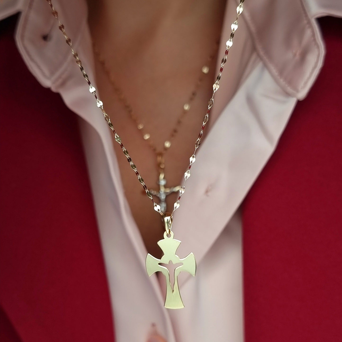 18K Pure Gold Cross Necklace