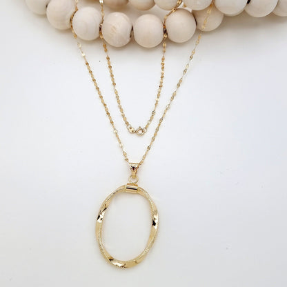 18K Pure Gold Twisted Oval Necklace