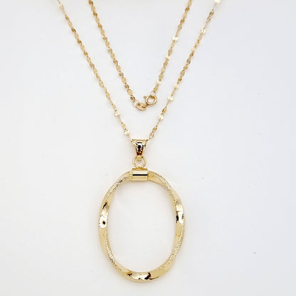 18K Pure Gold Twisted Oval Necklace