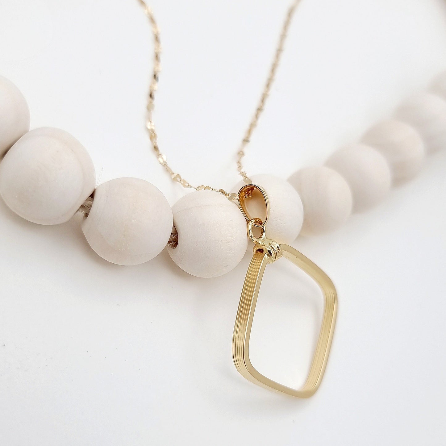 18K Pure Gold Square Necklace