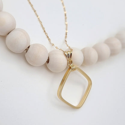 18K Pure Gold Square Necklace