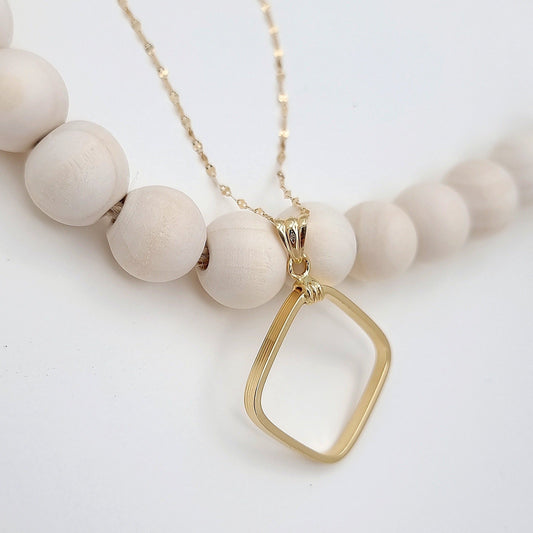 18K Pure Gold Square Necklace