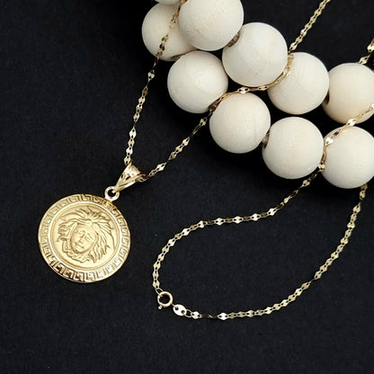 18K Pure Gold Elegant Round Necklace