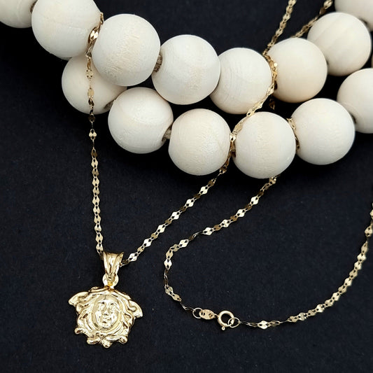 18K Pure Gold Elegant Face Necklace