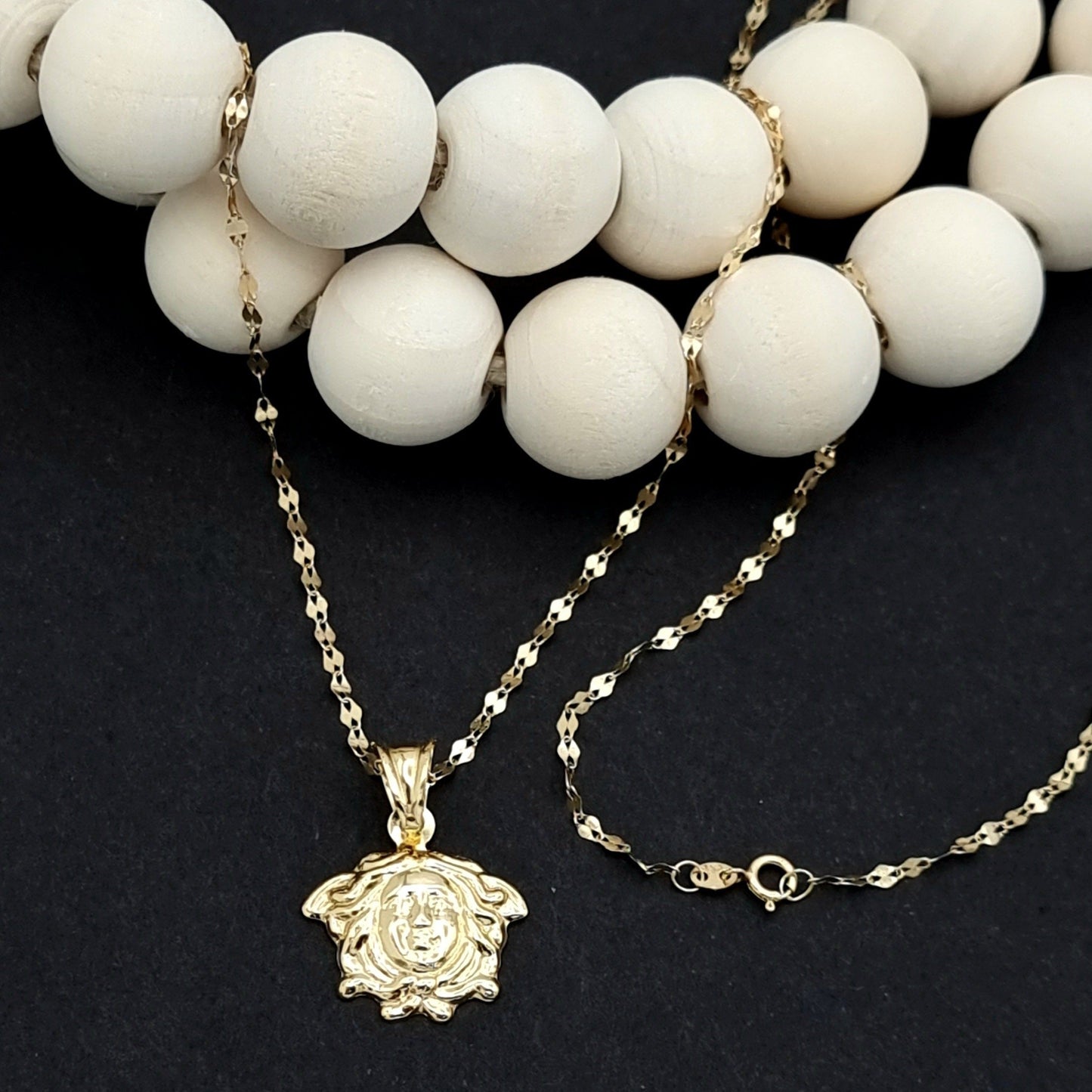 18K Pure Gold Elegant Face Necklace