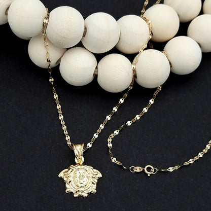 18K Pure Gold Elegant Face Necklace