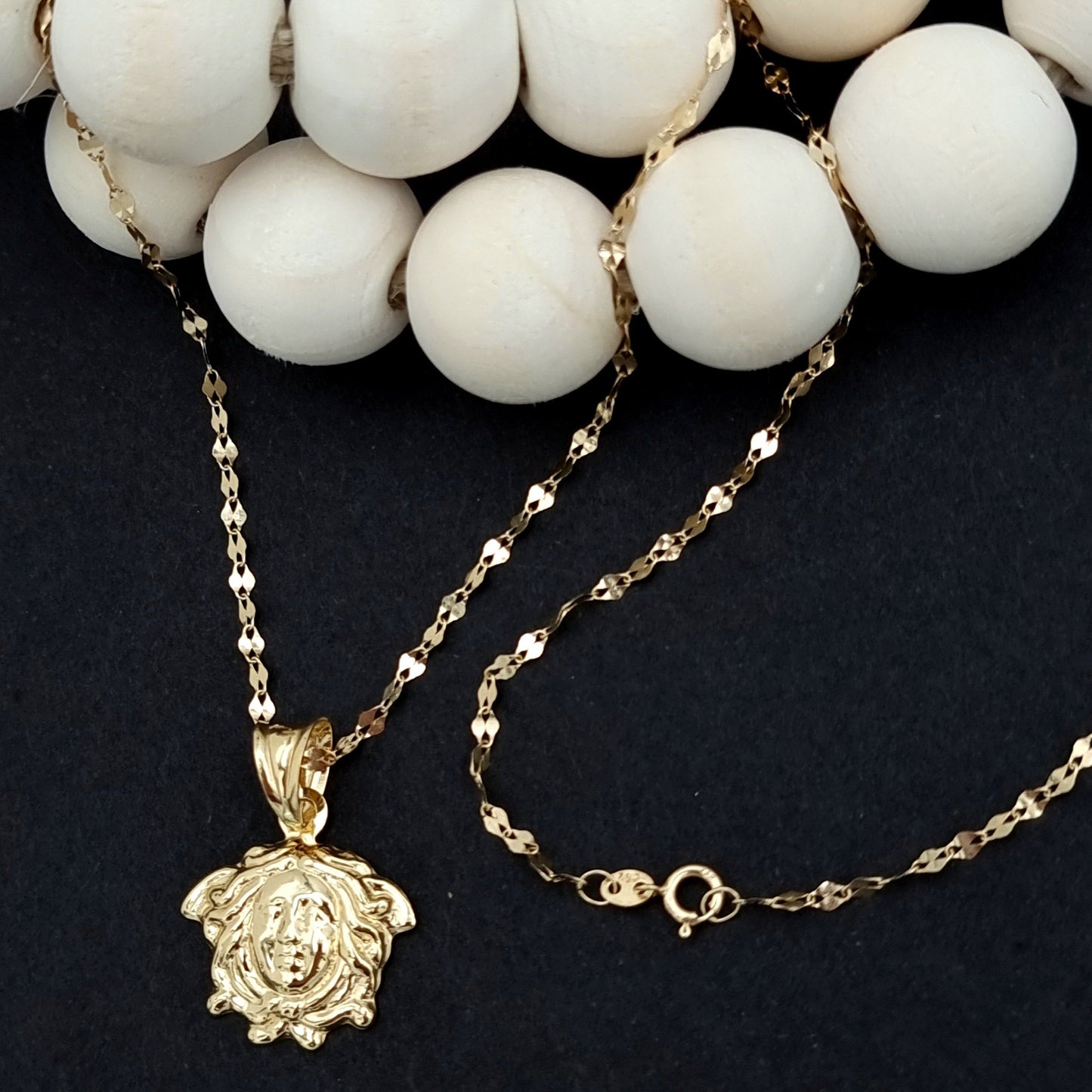 18K Pure Gold Elegant Face Necklace