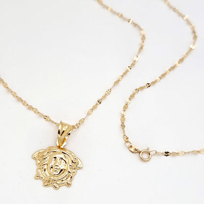 18K Pure Gold Elegant Face Necklace
