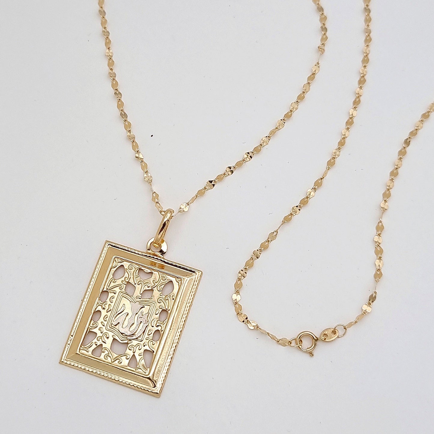 18K Pure Gold Square Frame Necklace