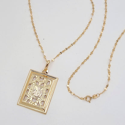 18K Pure Gold Square Frame Necklace