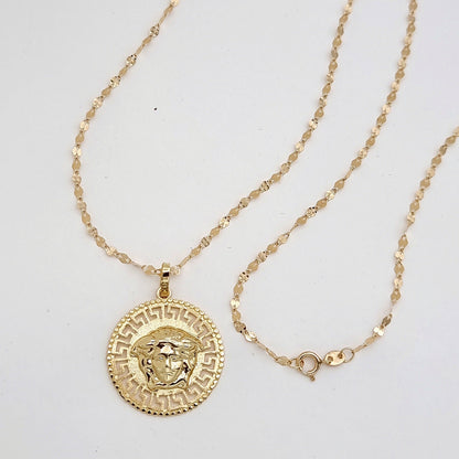18K Pure Gold Elegant Round Necklace
