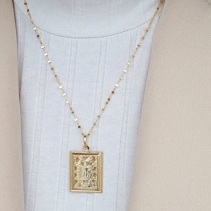 18K Pure Gold Square Frame Necklace