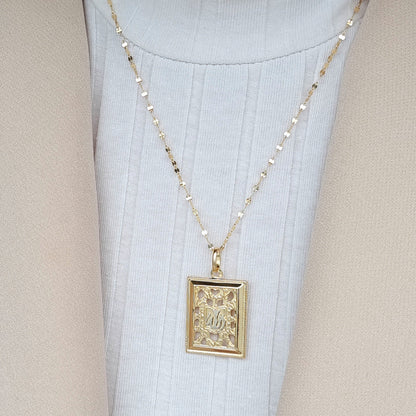18K Pure Gold Square Frame Necklace