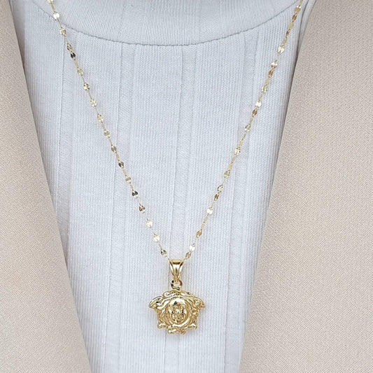 18K Pure Gold Elegant Face Necklace