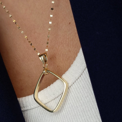 18K Pure Gold Square Necklace