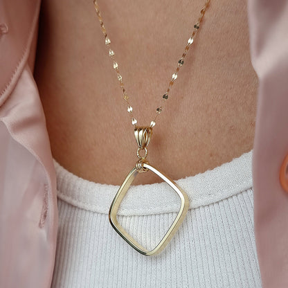 18K Pure Gold Square Necklace