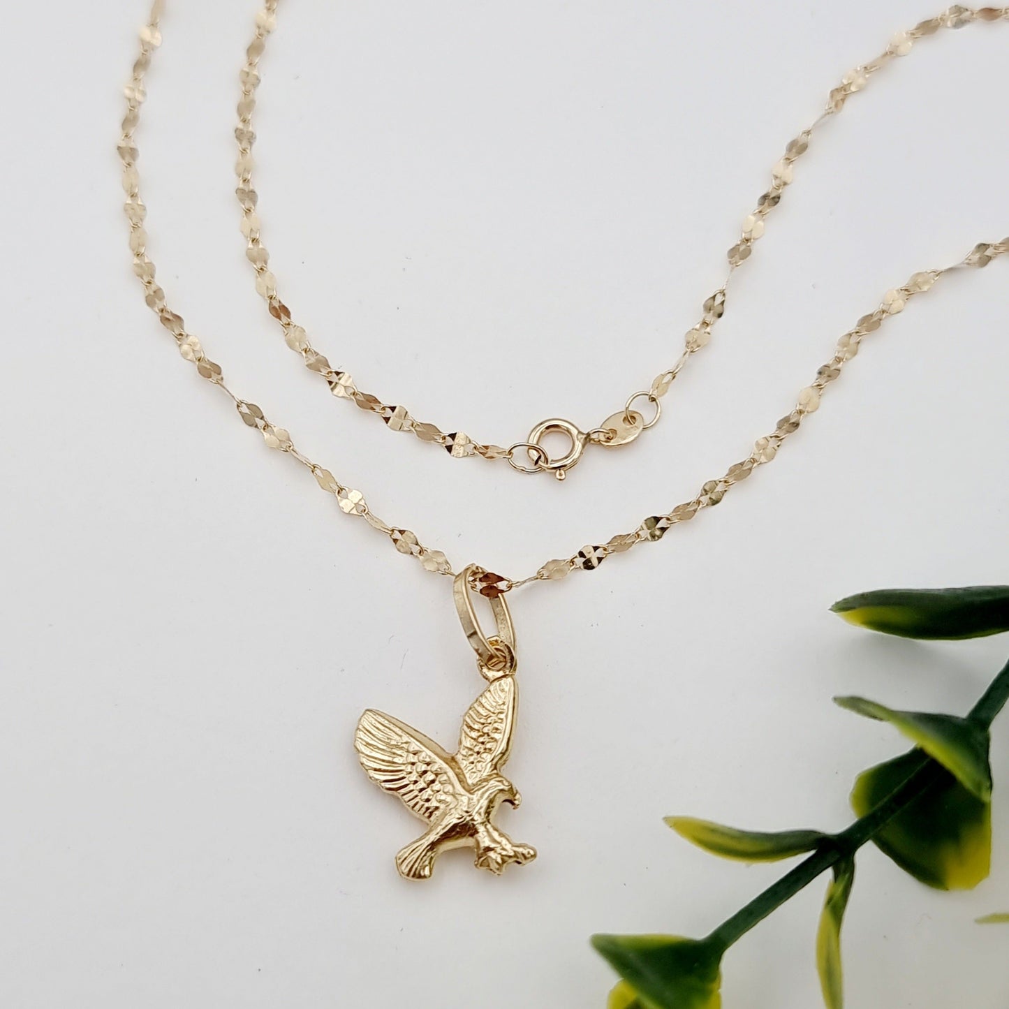 18K Pure Gold Eagle Necklace