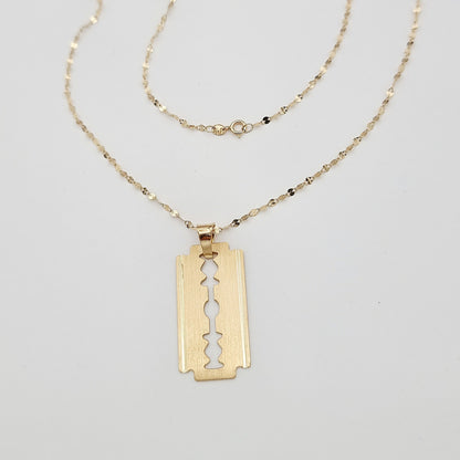 18K Pure Gold Blade Design Necklace