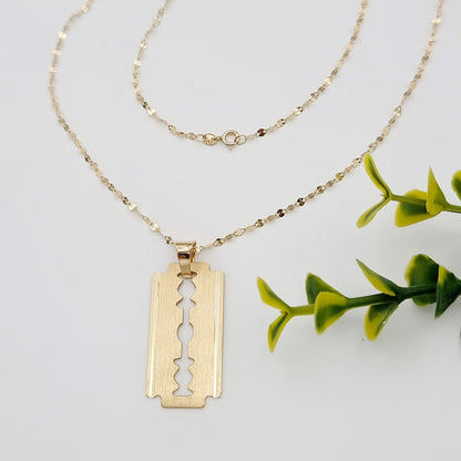 18K Pure Gold Blade Design Necklace