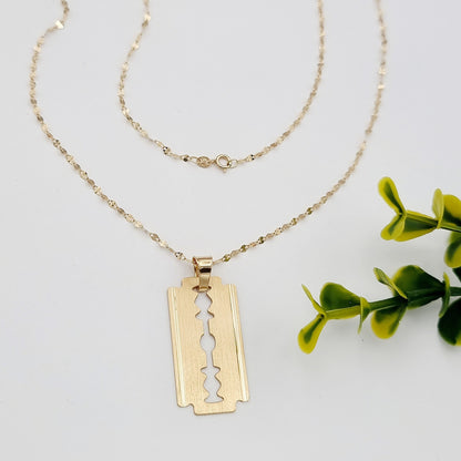 18K Pure Gold Blade Design Necklace