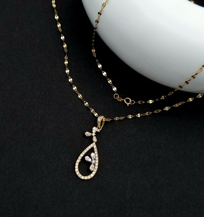 18K Pure Gold Oval Stone Necklace