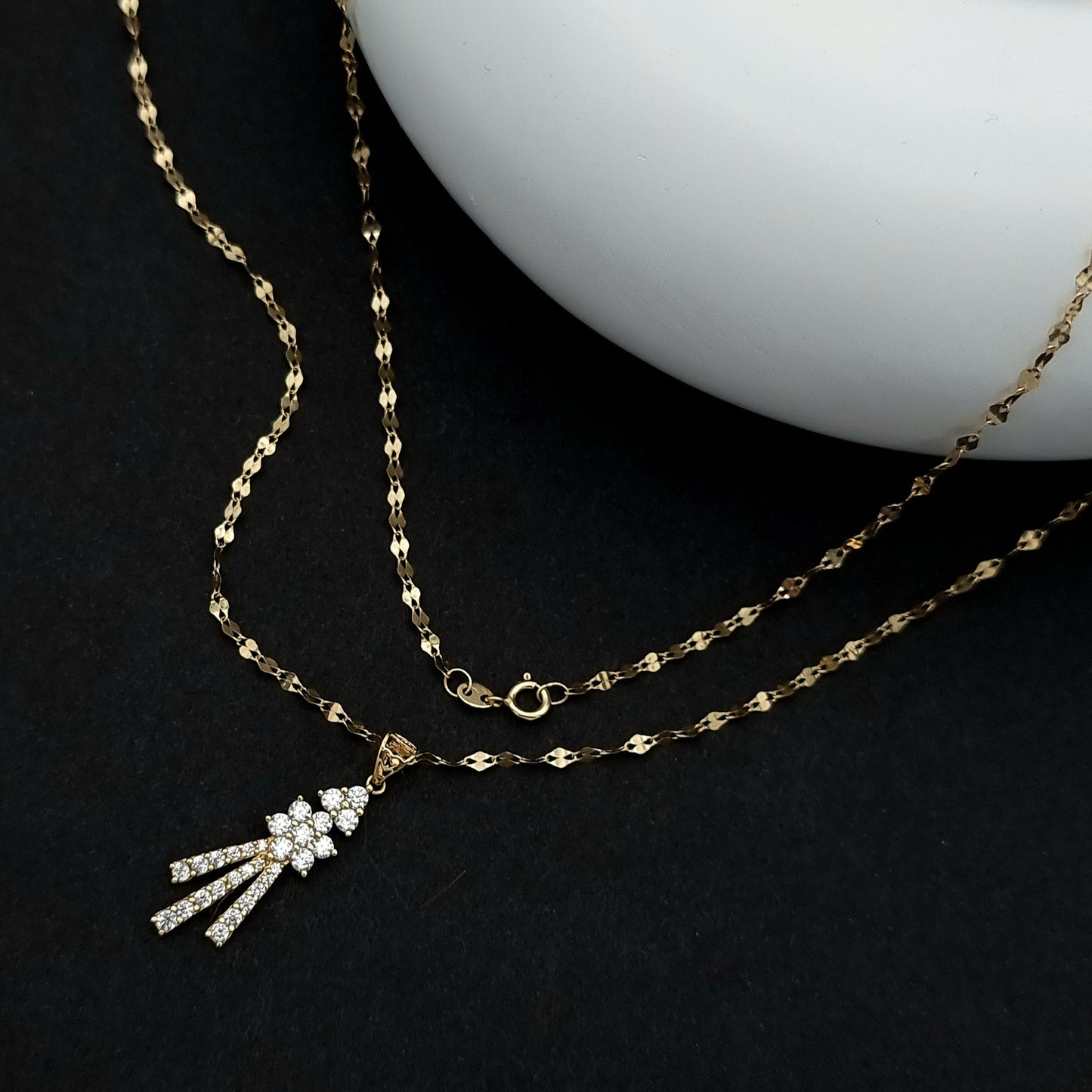 18K Pure Gold Stone Necklace