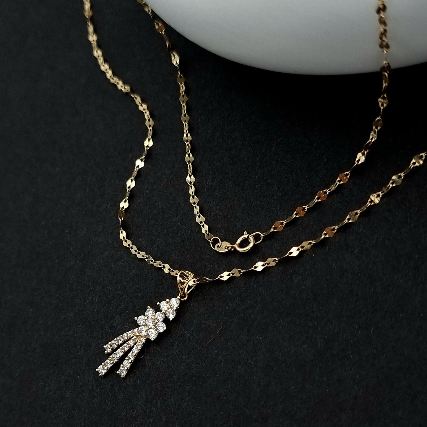 18K Pure Gold Stone Necklace