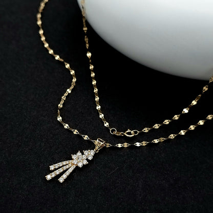 18K Pure Gold Stone Necklace