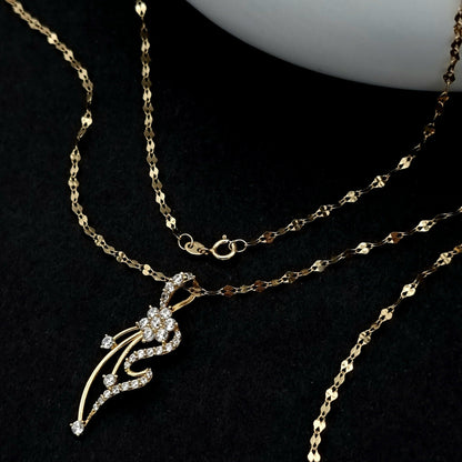 18K Pure Gold Stone Necklace