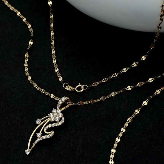 18K Pure Gold Stone Necklace