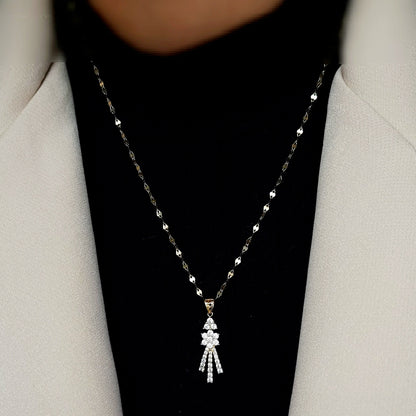 18K Pure Gold Stone Necklace