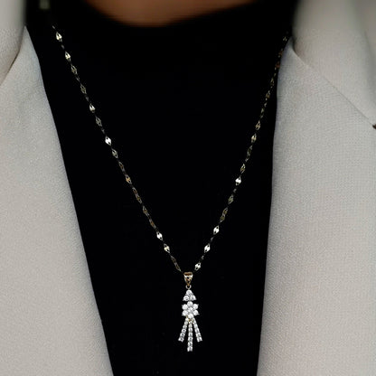 18K Pure Gold Stone Necklace