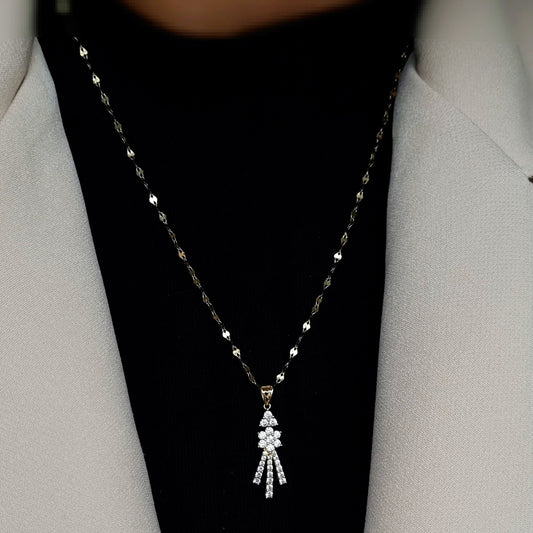 18K Pure Gold Stone Necklace