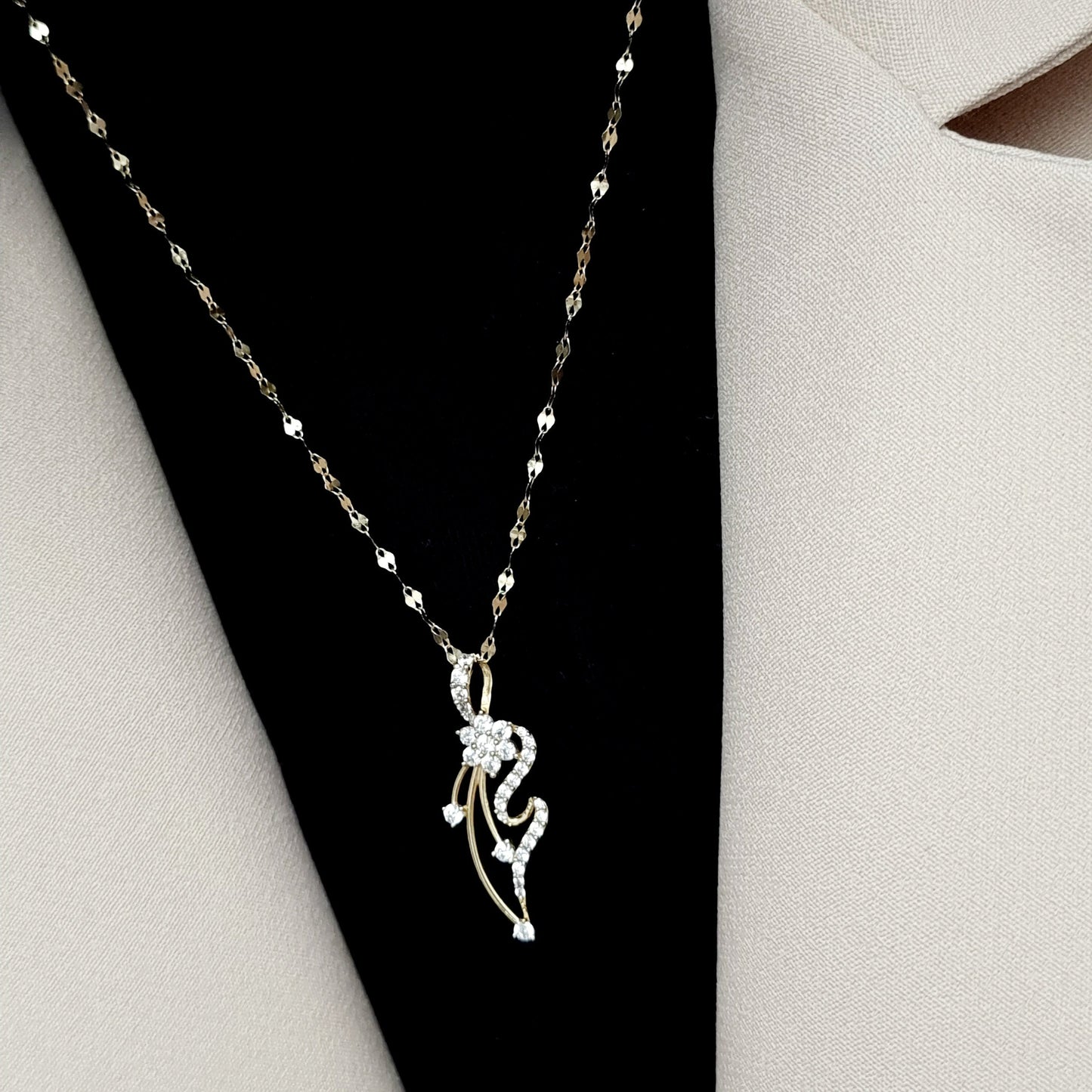 18K Pure Gold Stone Necklace