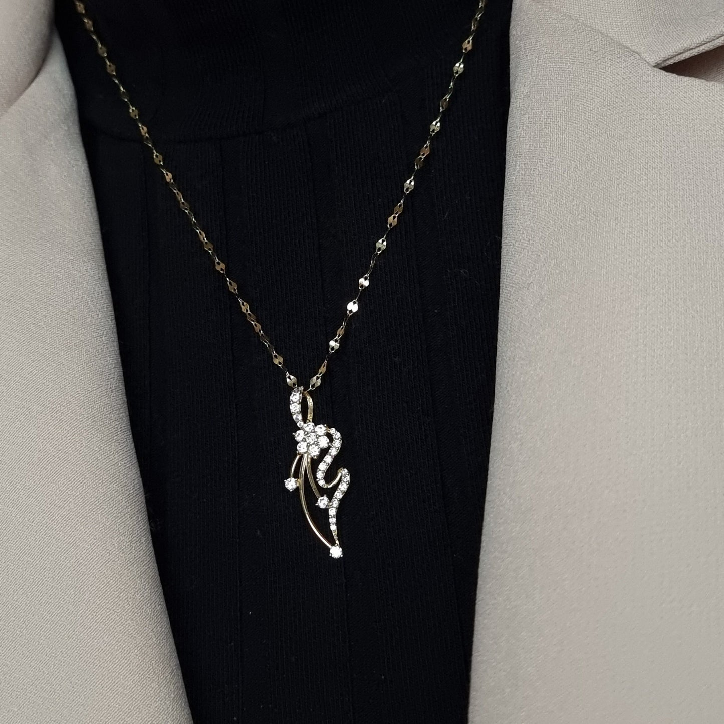 18K Pure Gold Stone Necklace