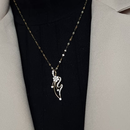 18K Pure Gold Stone Necklace