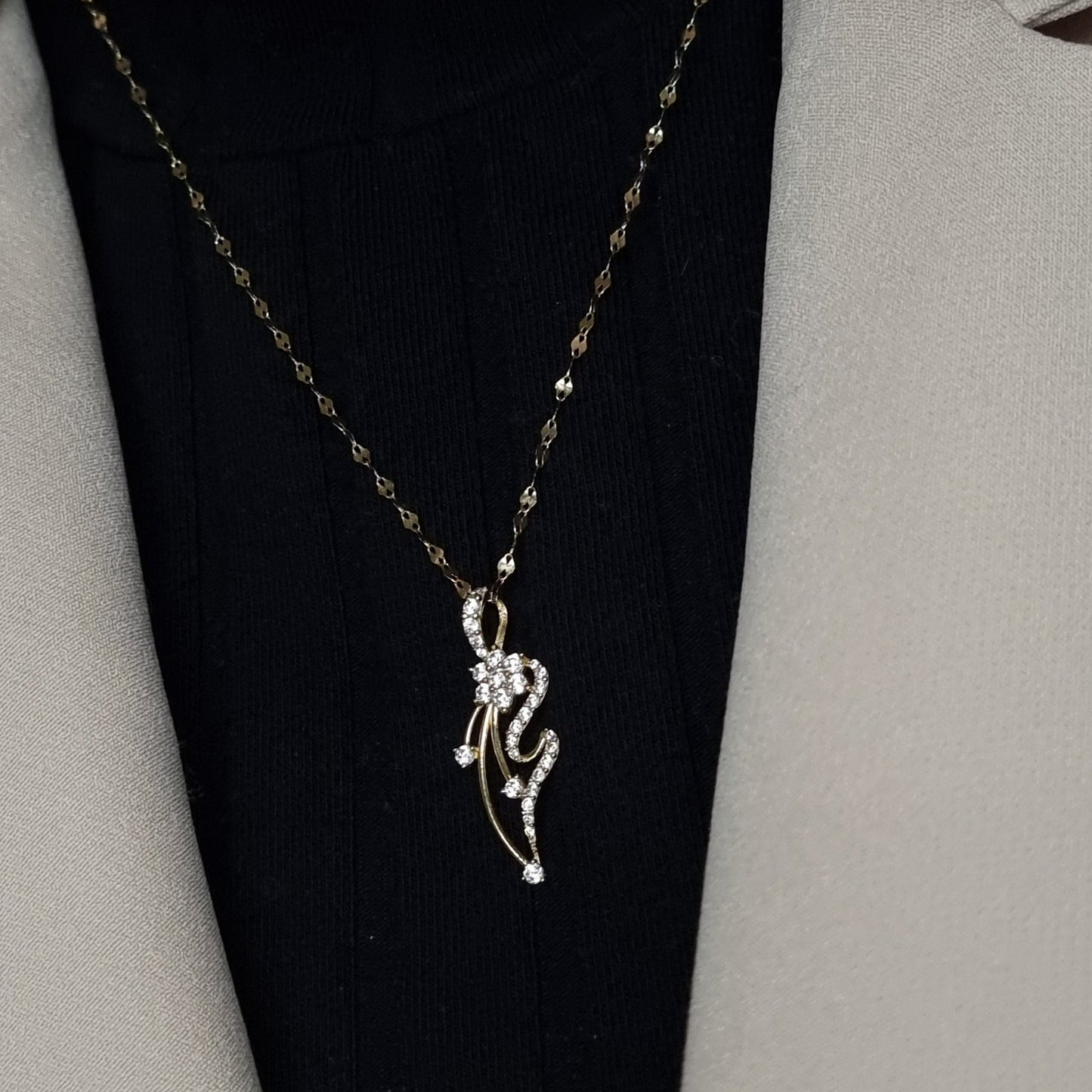 18K Pure Gold Stone Necklace