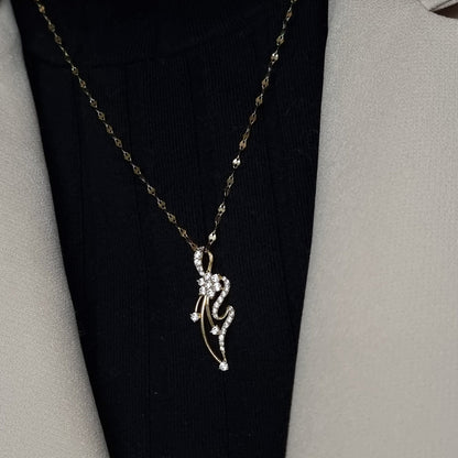 18K Pure Gold Stone Necklace