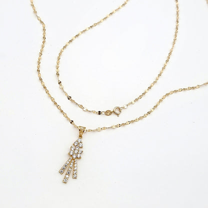 18K Pure Gold Stone Necklace