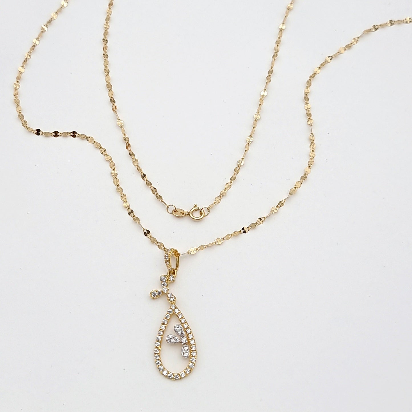 18K Pure Gold Oval Stone Necklace